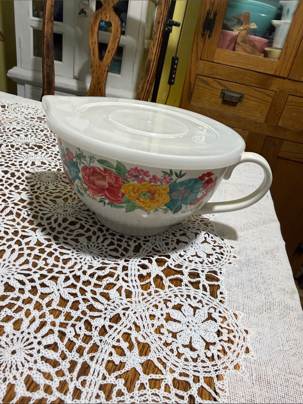 Floral measuring cup Mixing Bowl with Lid - Multicolor